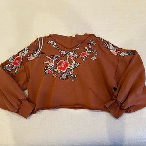Free People embroidered cropped sweater
